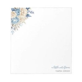 Bloc De Notas Rosa de marfil y azul elegante personalizada