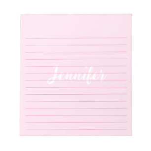 Bloc De Notas Rosa de nombre personalizado simple