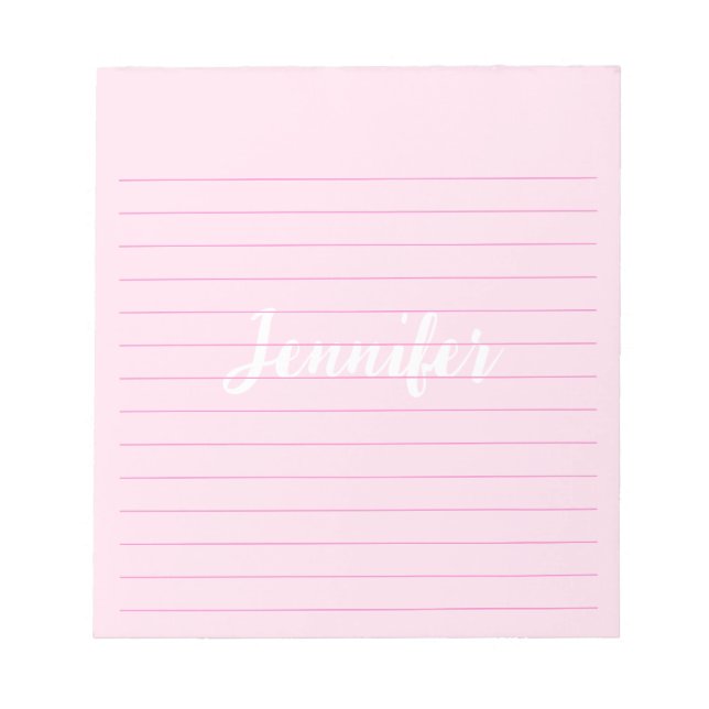 Bloc De Notas Rosa de nombre personalizado simple (Frente)