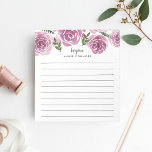 Bloc De Notas Rosa de Provenza | Floral personalizada en línea<br><div class="desc">La moda floral notepad cuenta con un borde superior de rosas de color morado y burdeos y hojas verdes. Personaliza con dos líneas de texto personalizado en bloques modernos y letras caligráficas; se muestra con el saludo francés "bonjour" y tu nombre. Pautadas.</div>
