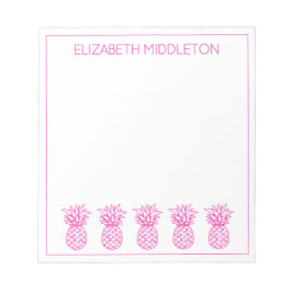 Bloc De Notas Rosa Elegante Piñas Tropicales Personalizadas