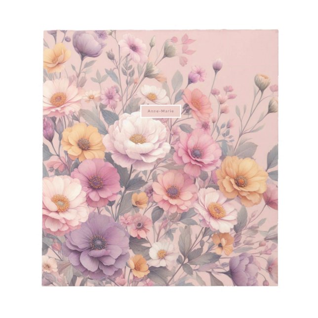 Bloc De Notas Rosa floral moderno rosa elegante (Frente)
