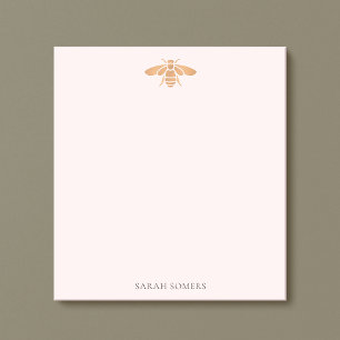 Bloc De Notas Rosa Gold Cute Bee Pink Nature Personalizada