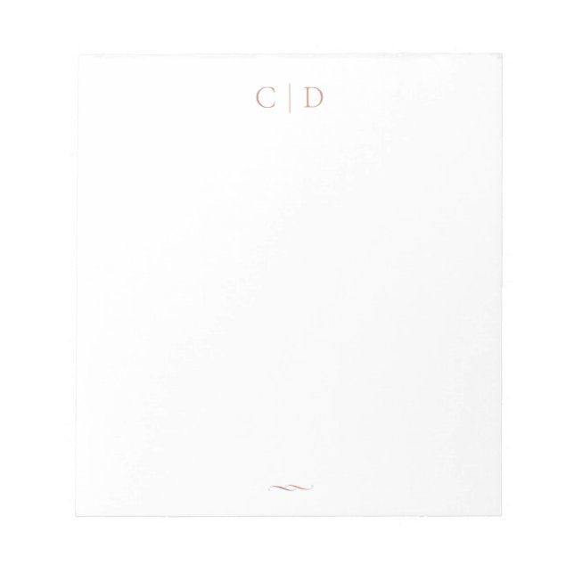 Bloc De Notas Rosa Gold Elegant Monograma Personalizado Statione (Frente)