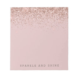 Bloc De Notas Rosa Gold Sparkle Faux Purpurina