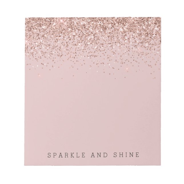 Bloc De Notas Rosa Gold Sparkle Faux Purpurina (Frente)