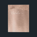 Bloc De Notas Rosa metálico Purpurina de oro personalizado<br><div class="desc">Personalice fácilmente este rosa de papel con motivos de purpurina metalizado y glamoroso con su propio nombre personalizado.</div>