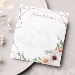 Bloc De Notas Rosa Oro Geométrico Floral Bohemian Personalizado<br><div class="desc">Crea tus propios cuadernos de estilo moderno y sofisticado con un patrón geométrico de rosa-oro y ilustracion floral de color acuático rosa sobre un fondo de mármol texturado.</div>