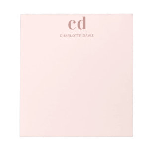 Bloc De Notas Rosa oro rosa glam monograma minimalista