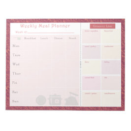 Bloc De Notas Rosa otoñal semanal de planner Meal Planner