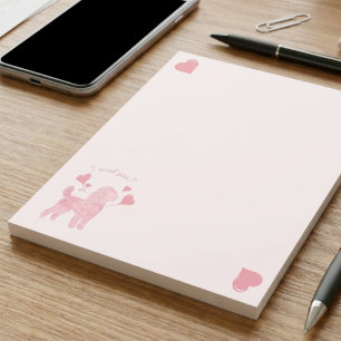 Bloc de notas rosa pastel de caniche “Te juro amor