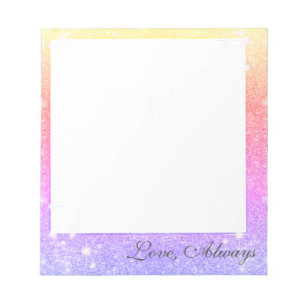 Bloc De Notas Rosa Pastel Lila Dorado Brillo Destello