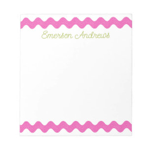Bloc De Notas Rosa Preppy Ric Rac Personalizado