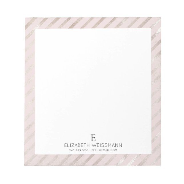 Bloc De Notas Rosa Purpurina de Relieve metalizado dorado Monogr (Frente)