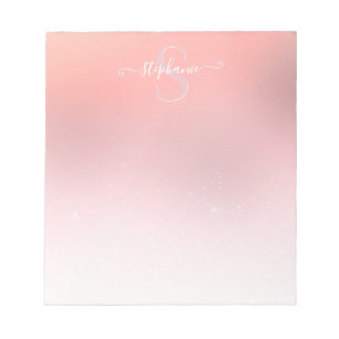 Bloc De Notas Rosa Purpurina Shimmer Rosa Sparkle Monogramed
