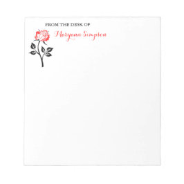 Bloc De Notas Rosa roja elegante de la mesa de