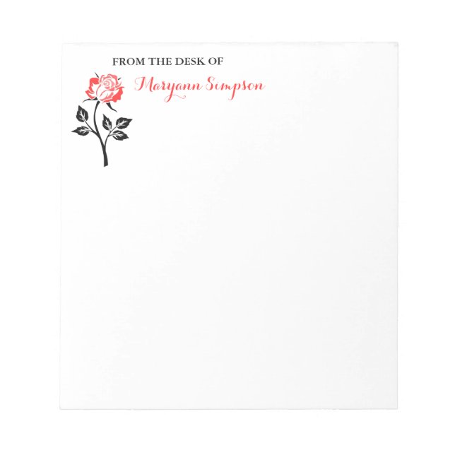 Bloc De Notas Rosa roja elegante de la mesa de (Frente)