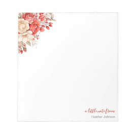 Bloc De Notas Rosa Roja y Marfil Elegante Personalizada