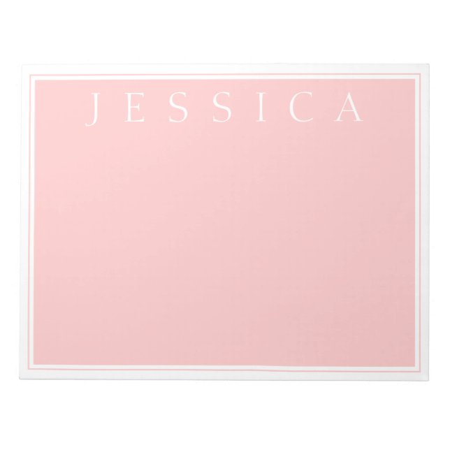 Bloc De Notas Rosa Rosa claro | Su nombre (Frente)