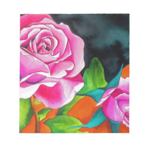 Bloc De Notas Rosa rosa con arte acuarela naranja