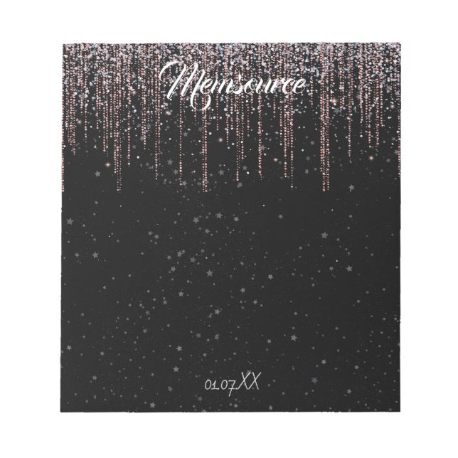 Bloc De Notas Rosa Silver personalizado de lujo Moda dorada negr (Frente)