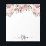 Bloc De Notas Rosa turbio acuarela Flor floral Monograma<br><div class="desc">Este diseño puede ser personalizado en el área proporcionada cambiando la foto y/o el texto. O puede personalizarse haciendo clic en Personalizar esta plantilla y, a continuación, eligiendo la opción de hacer clic en el personalizar y eliminando o cambiando el color del fondo, agregando texto, cambiando el color o estilo...</div>