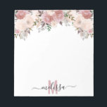 Bloc De Notas Rosa turbio acuarela Flor floral Monograma<br><div class="desc">Este diseño puede ser personalizado en el área proporcionada cambiando la foto y/o el texto. O puede personalizarse haciendo clic en Personalizar esta plantilla y, a continuación, eligiendo la opción de hacer clic en el personalizar y eliminando o cambiando el color del fondo, agregando texto, cambiando el color o estilo...</div>