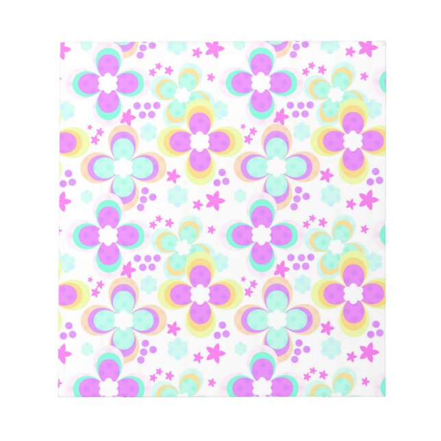 Bloc De Notas Rosa, turquesa, floral (Frente)