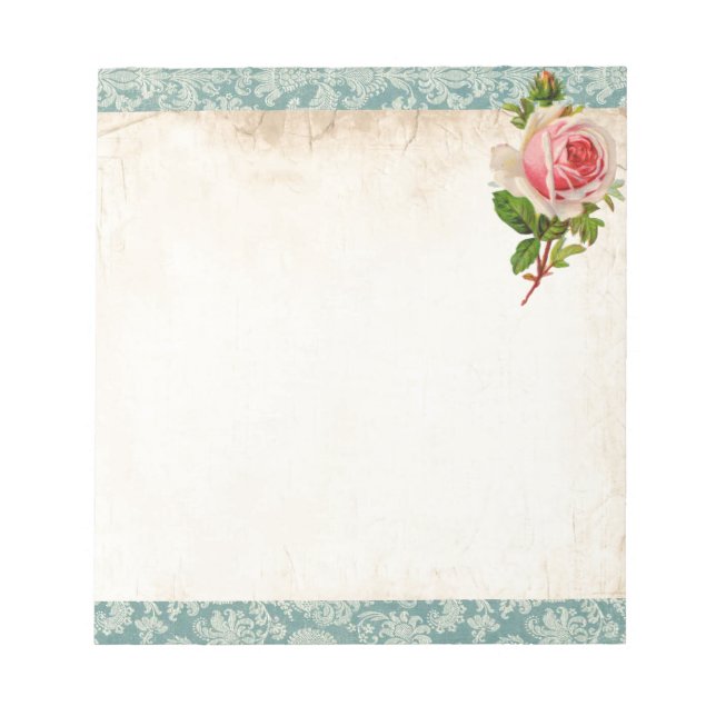 Bloc De Notas Rosa Victoriana y Damasco (Frente)