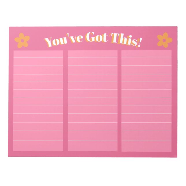 Bloc De Notas Rosado y Naranja retro floral (Frente)