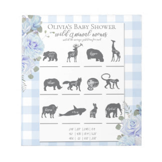 Bloc De Notas Rosas azules de Baby Shower Games Gingham