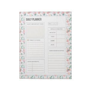 Bloc De Notas Rosas de acuarela Bouquet Daily Planner Pages