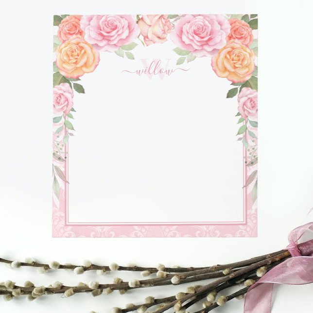 Bloc De Notas Rosas de acuarela Naranja rosa Notepad (Subido por el creador)