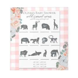 Bloc De Notas Rosas de Coral de los Juegos Baby Shower Gingham