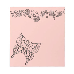 Bloc De Notas Rosas de mariposa Notepad