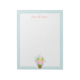 Bloc De Notas Rosas de Piña Cuidada Bouquet Turquesa Rosa Grande