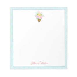 Bloc De Notas Rosas de Piña Cuta Bouquet Turquesa Rosa