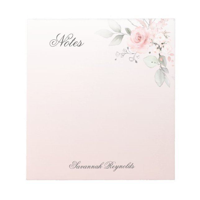 Bloc De Notas Rosas PINK FLORALES Personalizados (Frente)