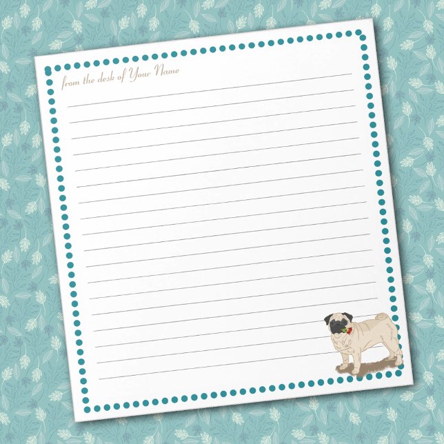 Bloc De Notas Rosas Pug personalizados (Personalize with your name or the name of a gift recipient.)