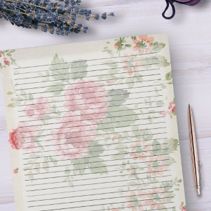 Bloc De Notas Rosas retro victorianos a mediados del siglo