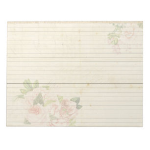 Bloc De Notas Rosas rosa blandas sobre papel de estilo antiguo