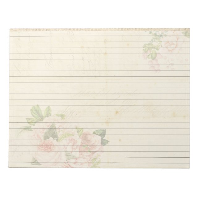 Bloc De Notas Rosas rosa blandas sobre papel de estilo antiguo (Frente)