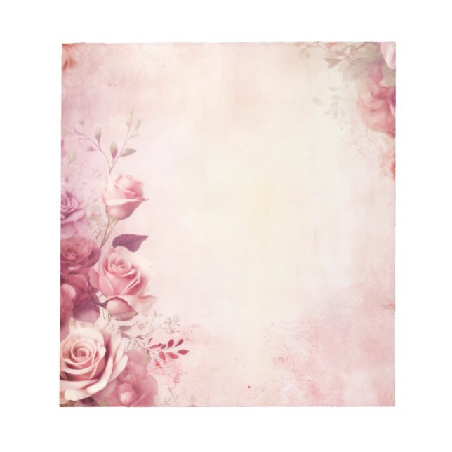 Bloc De Notas Rosas rosadas Vintage Blush (Frente)