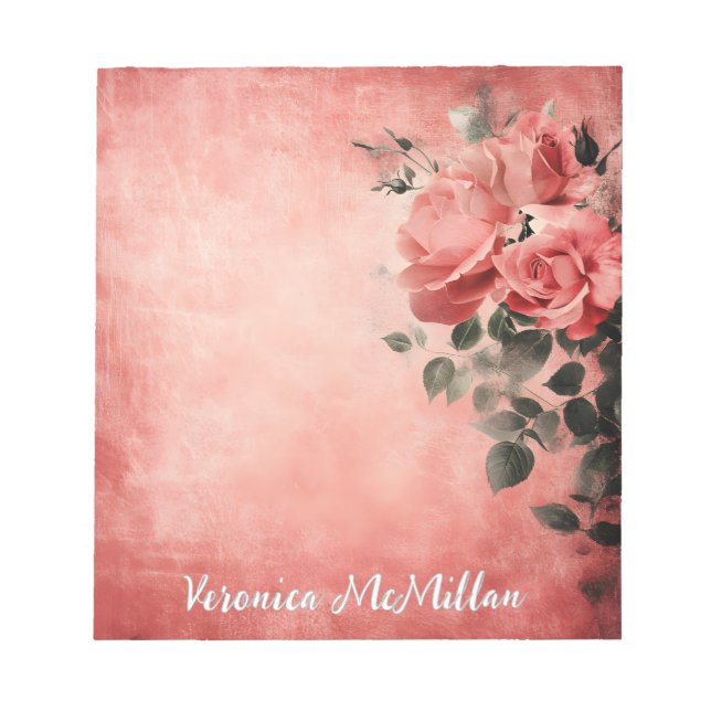 Bloc De Notas Rosas rosas rosas en el fondo rosado (Frente)