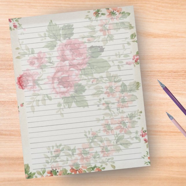 Bloc De Notas Rosas victorianos retro gobernados a mediados del  (Subido por el creador)