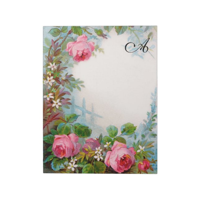 BLOC DE NOTAS ROSAS Y JASMINS FLORAL BELLEZA MONOGEAM (Lado Izquierdo)