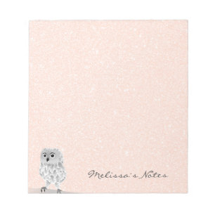 Bloc De Notas Rose Gold Glitter Cute Owl Add Name