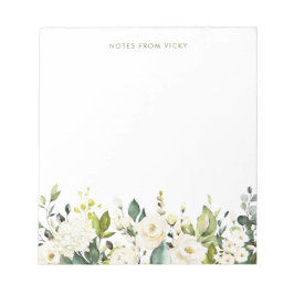 Bloc De Notas Roses blancos de color de agua e Hydrangeas Garlan