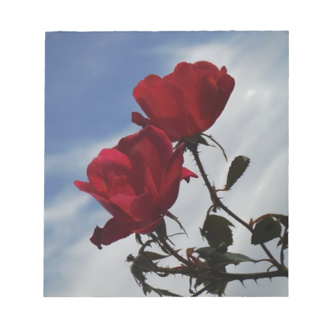 Bloc De Notas Roses rojos contra un brillante cielo azul (Frente)