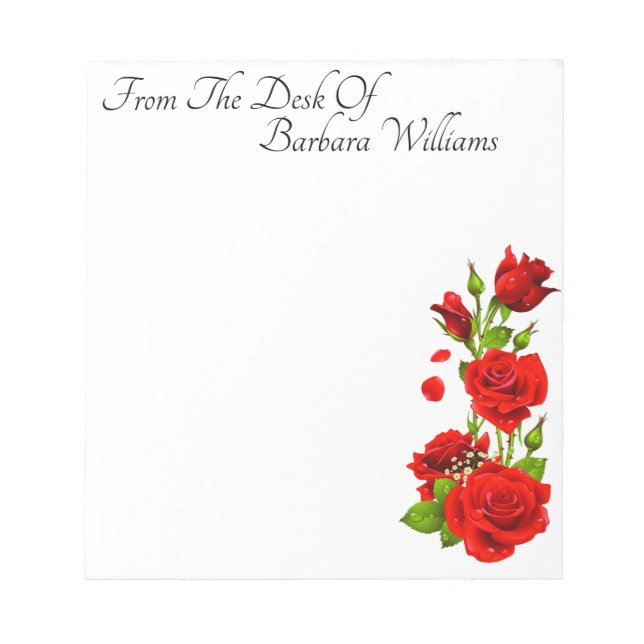 Bloc De Notas Roses rojos personalizados (Frente)
